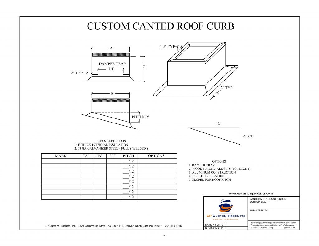 Roof Curbs - Ep Custom Products